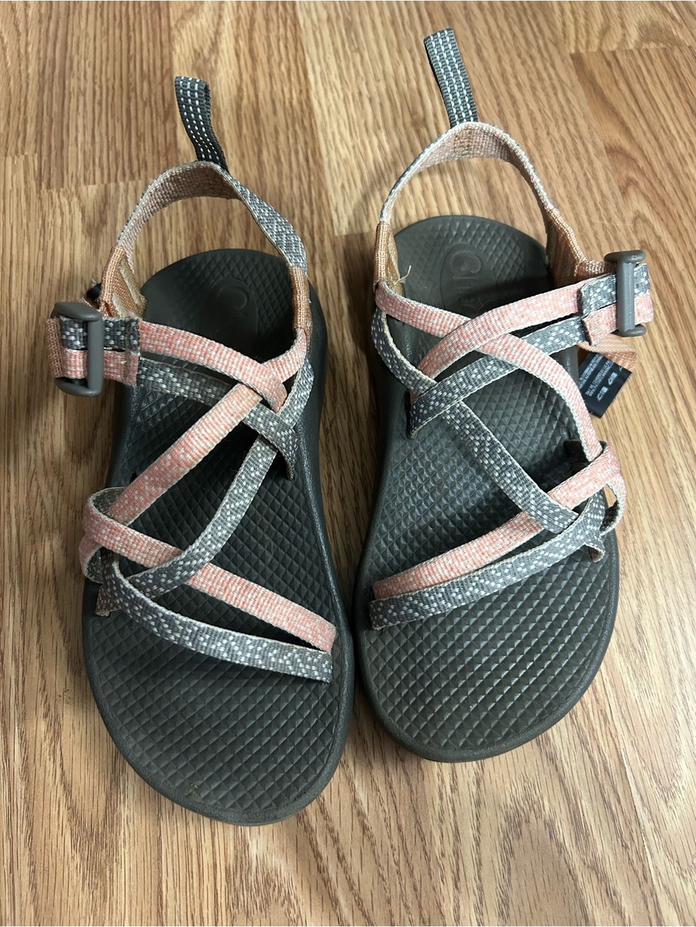 Chaco Kids Sport Sandals in Peach and Gray
